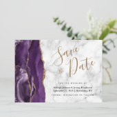 Carte de notification de mariage moderne avec marb (Debout devant)