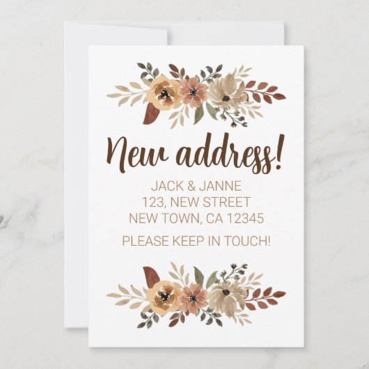 Carte de notification de nouvelle adresse botaniqu (Devant)