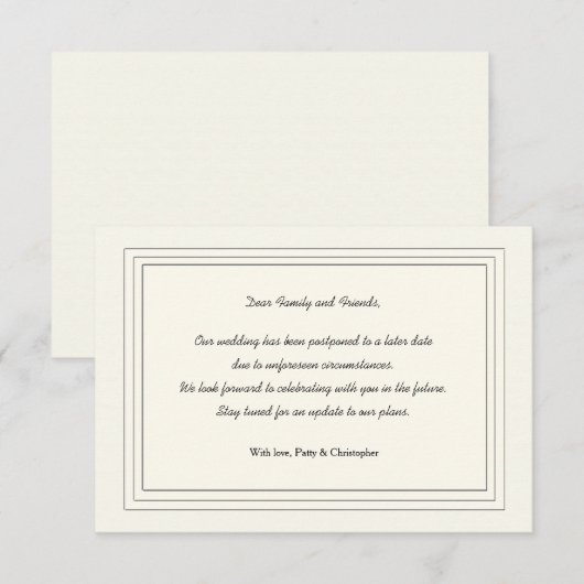 Carte de notification de report classique (Devant / Derrière)