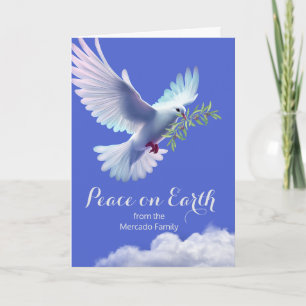 Carte De Notre Famille Noël Peace Dove Olive Branch