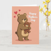 Carte de nounours affectueux mat (Fleur jaune)