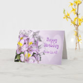 Carte De nous tous Anniversaire avec des fleurs de lys a (Fleur jaune)