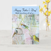 Carte De nous tous / Bonne Fête des pères - Oiseaux (Fleur jaune)