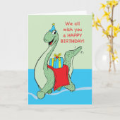 Carte De Nous Tous, Garçon, Dinosaure Anniversaire (Fleur jaune)