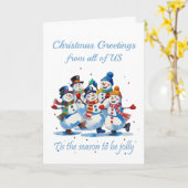 Carte De Nous Tous Jolly Danser Jolly Snowmen (Fleur jaune)