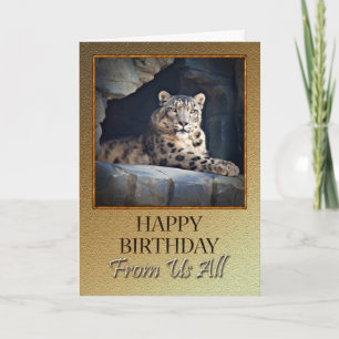 Carte De nous tous un anniversaire avec un léopard des n