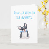 Carte de nouveau compagnon adorable bouledogue fra (Fleur jaune)