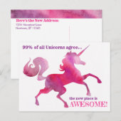 Carte de Nouvel Adresse Aquarelle Rose Violet Lico (Devant / Derrière)