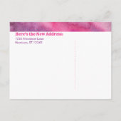 Carte de Nouvel Adresse Aquarelle Rose Violet Lico (Dos)