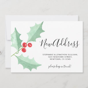 Carte de Nouvel Adresse Noël Déménagement Watercol