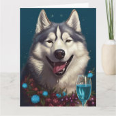 Carte de Nouvel An Alaskan Malamute (Devant)