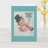 Carte de Nouvel An Bébé Vintage (Fleur jaune)