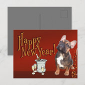 Carte de Nouvel An Bouledogue Français Carte Posta (Devant / Derrière)