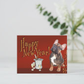 Carte de Nouvel An Bouledogue Français Carte Posta (Debout devant)