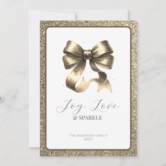 Carte de Nouvel An de Vacances Gold Bow (Devant)