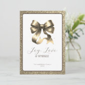 Carte de Nouvel An de Vacances Gold Bow (Debout devant)