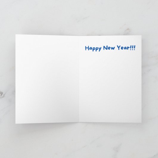 Carte de Nouvel An Drôle, Chien avec la tête dans  (Intérieur)