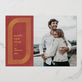 Carte de Nouvel An Géométrique Abstraite - Rouge (Recto)