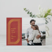 Carte de Nouvel An Géométrique Abstraite - Rouge (Debout devant)