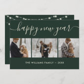 Carte de Nouvel An Minimaliste Vert (Devant / Derrière)