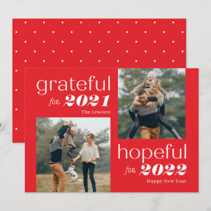Carte de Nouvel An modifiable Grateful and Hopeful