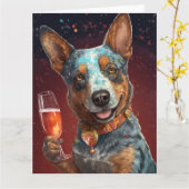 Carte de Nouvel An pour Australian Cattle (Fleur jaune)