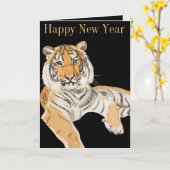 Carte de Nouvel An Tiger modifiable (Fleur jaune)