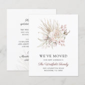 Carte de nouvelle adresse à roses bohème rose bon  (Devant / Derrière)