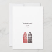 Carte de nouvelle adresse Bâtiments Rétro Rouge & (Dos)