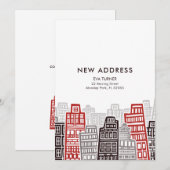 Carte de nouvelle adresse Bâtiments Rétro Rouge & (Devant / Derrière)
