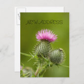 Carte de nouvelle adresse de la fleur de chardon (Devant / Derrière)