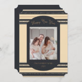 Carte de nouvelle année Classy Black Gold Script (Devant / Derrière)