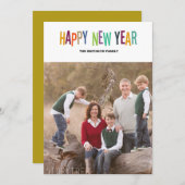 carte de nouvelle année colorée et heureuse (Devant / Derrière)