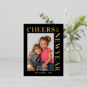 Carte de nouvelle année de couleur modifiable FOIL (Debout devant)