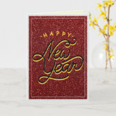 Carte de nouvelle année de Parties scintillant de  (Fleur jaune)