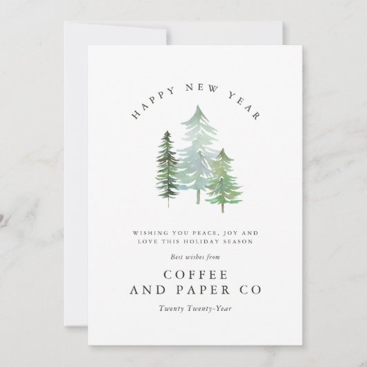 Carte de nouvelle année de Watercolor forest (Devant)