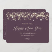 Carte de nouvelle année moderne violet heureux (Devant / Derrière)