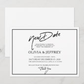 Carte de nouvelle date de mariage moderne et plate (Devant / Derrière)