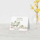 Carte de nouvelle maison de petite maisonnette (Fleur jaune)