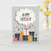 Carte de nuage d'anniversaire douce (Fleur jaune)