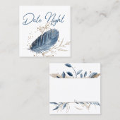 Carte de nuit Blue Gold Modern Floral Élégante Dat (Devant / Derrière)