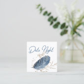 Carte de nuit Blue Gold Modern Floral Élégante Dat (Debout devant)