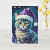 Carte de nuit Cute Cat Starry - Personnaliser (Fleur jaune)