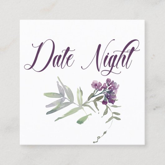 Carte de nuit de date de Fleur sauvage d'aquarelle (Devant)