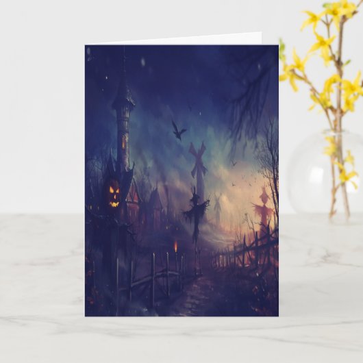 Carte de nuit de Halloween (Fleur jaune)