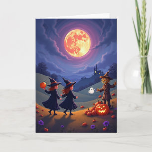 Carte de nuit de lune enflammée