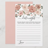 Carte de nuit Dusty Rose Floral Eucalyptus Date (Devant / Derrière)