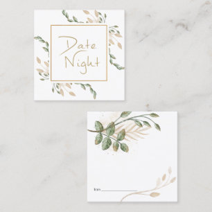 Carte de nuit Gold Sage Green Floral Date