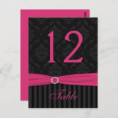 Carte de numéro de la table de bande noire rose gr (Devant / Derrière)