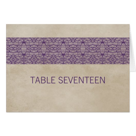 Carte de numéro de la table de dentelle violet rus (Devant horizontal)